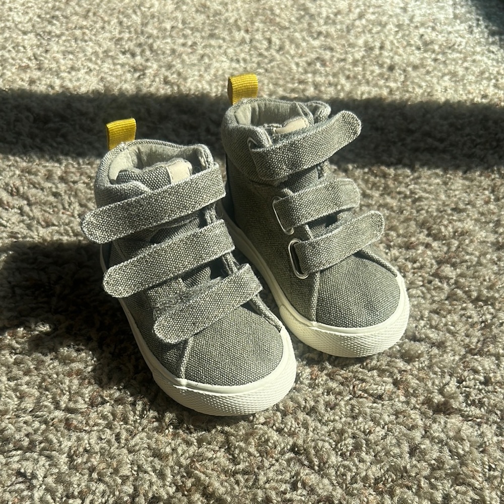 Cat & Jack Gray and White High-Top Sneakers with Velcro Straps
